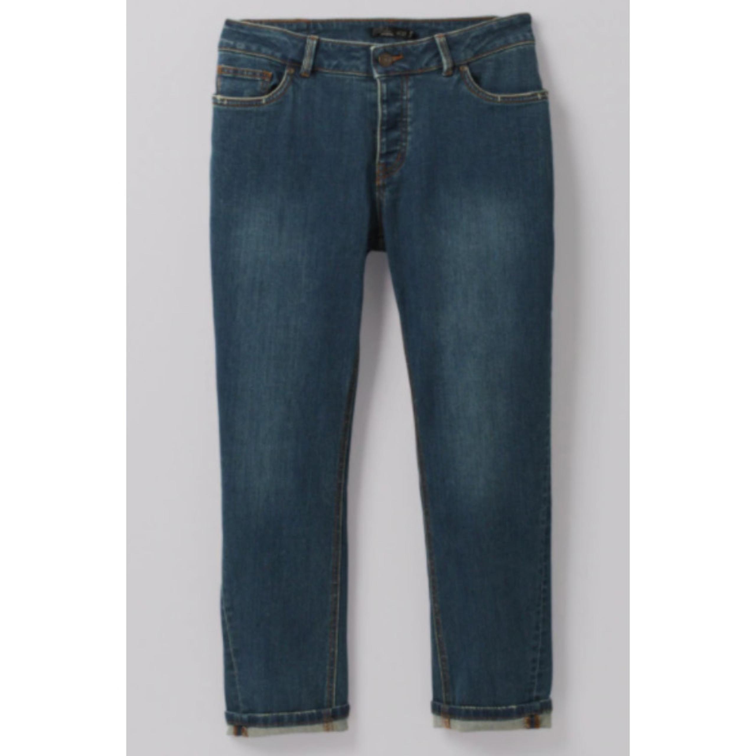 prAna Buxton Slim Boyfriend High Rise Dark Wash Button Fly Jeans Organic Cotton