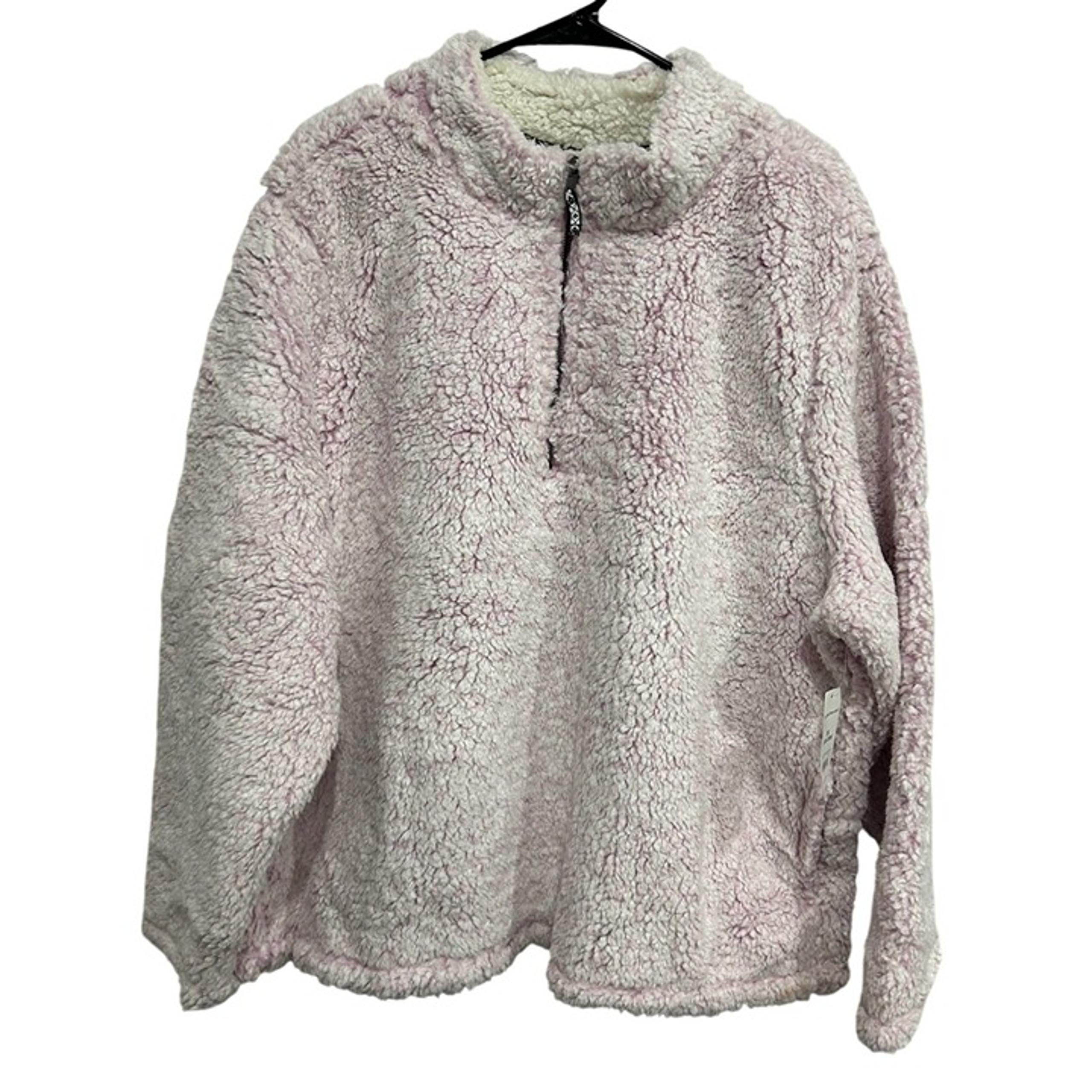 Time And Tru Plus Snow Tipped Pink Fleece Jacket With Half-Zip Sz 3X