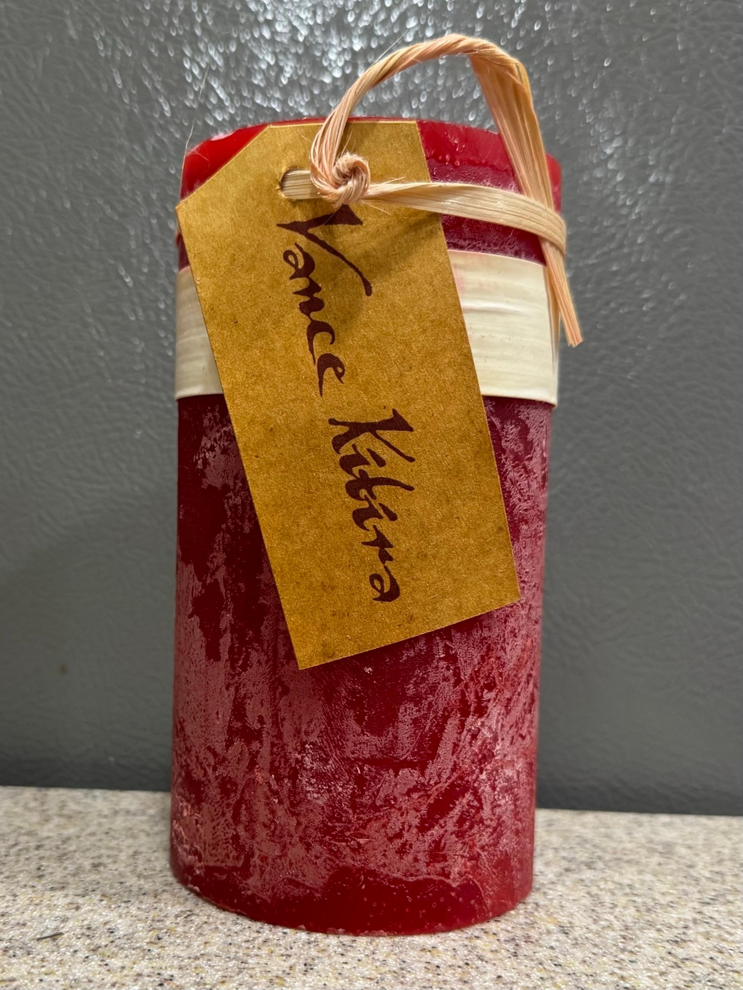 Vance Kitira Ritz Timber Red Berry 6” Pillar Candle Unused 100 Hour Burn No Mess