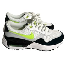 Nike Air Max SYSTM Sneaker in White/Black/Volt/Platinum Size 5Y