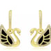 14k Gold Plated Black Swan Hoop Earrings 925 Gold Plated