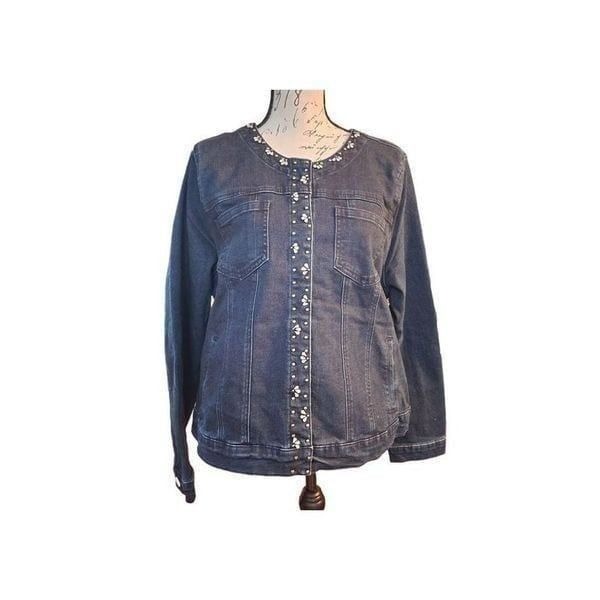 NEW Laura Dark Blue Denim Jacket with Rhinestone Embellishments