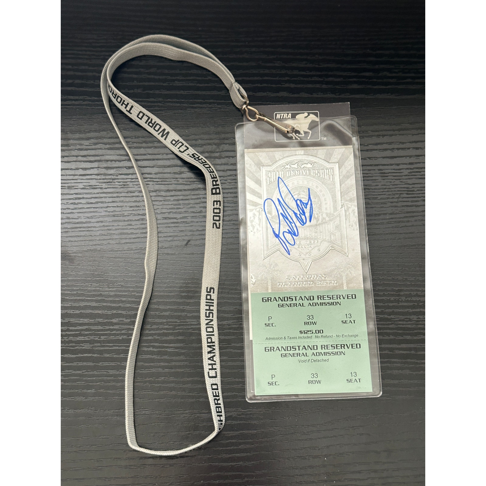 Pat Day Autographed 20th Anniversary World Thoroughbred Breeders Cup Ticket