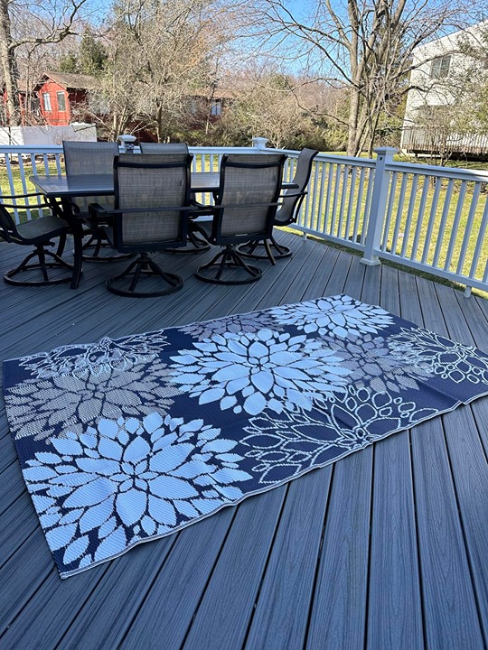 Large Area Mats for RV, Picnic, Backyard 5' x 8' Blue