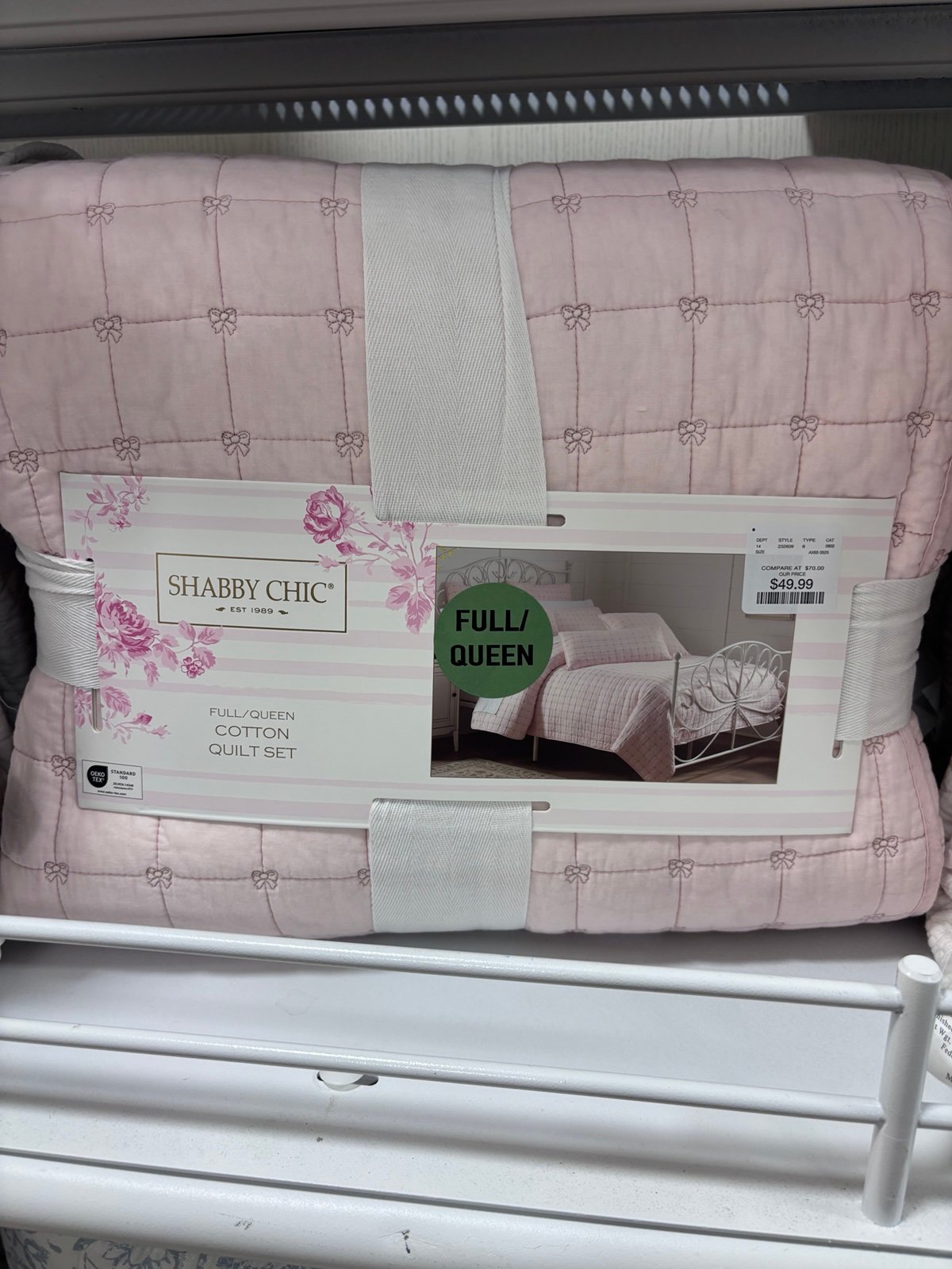 shabby chic full queen bow quilt set