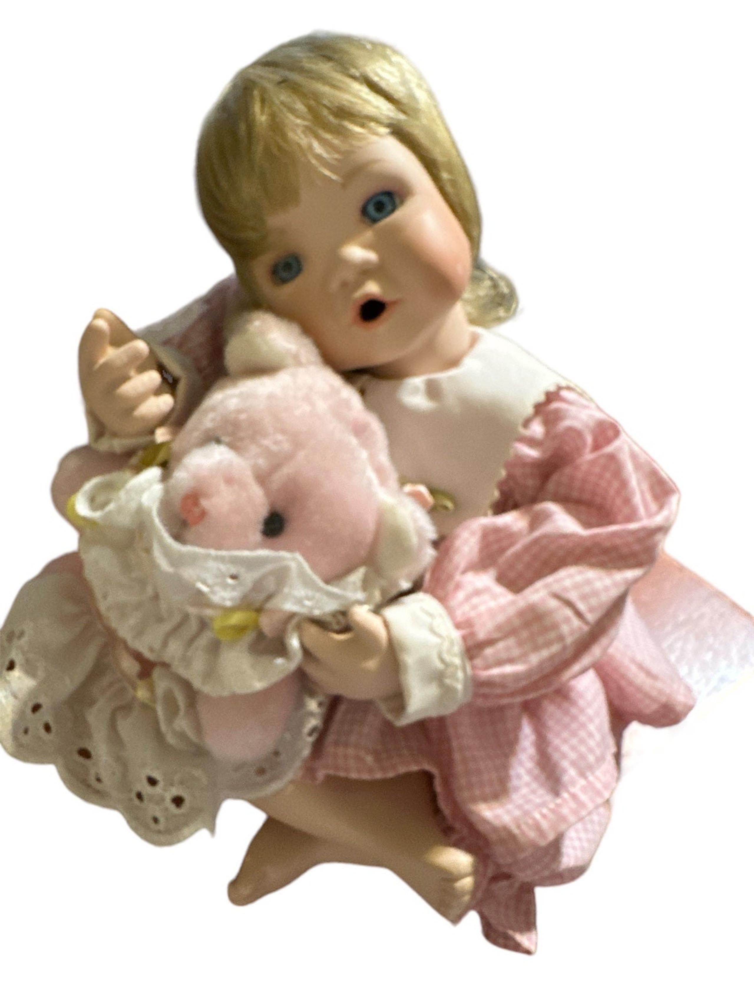 Vintage Ashton Drake Gallery Collectable Doll "Precious in Pink" 10" Tall Seated