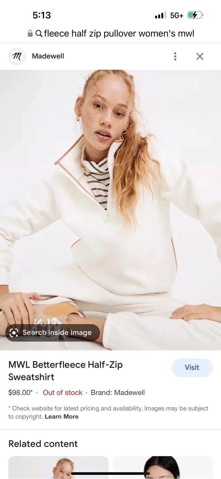 Madewell MWL fleece half zip