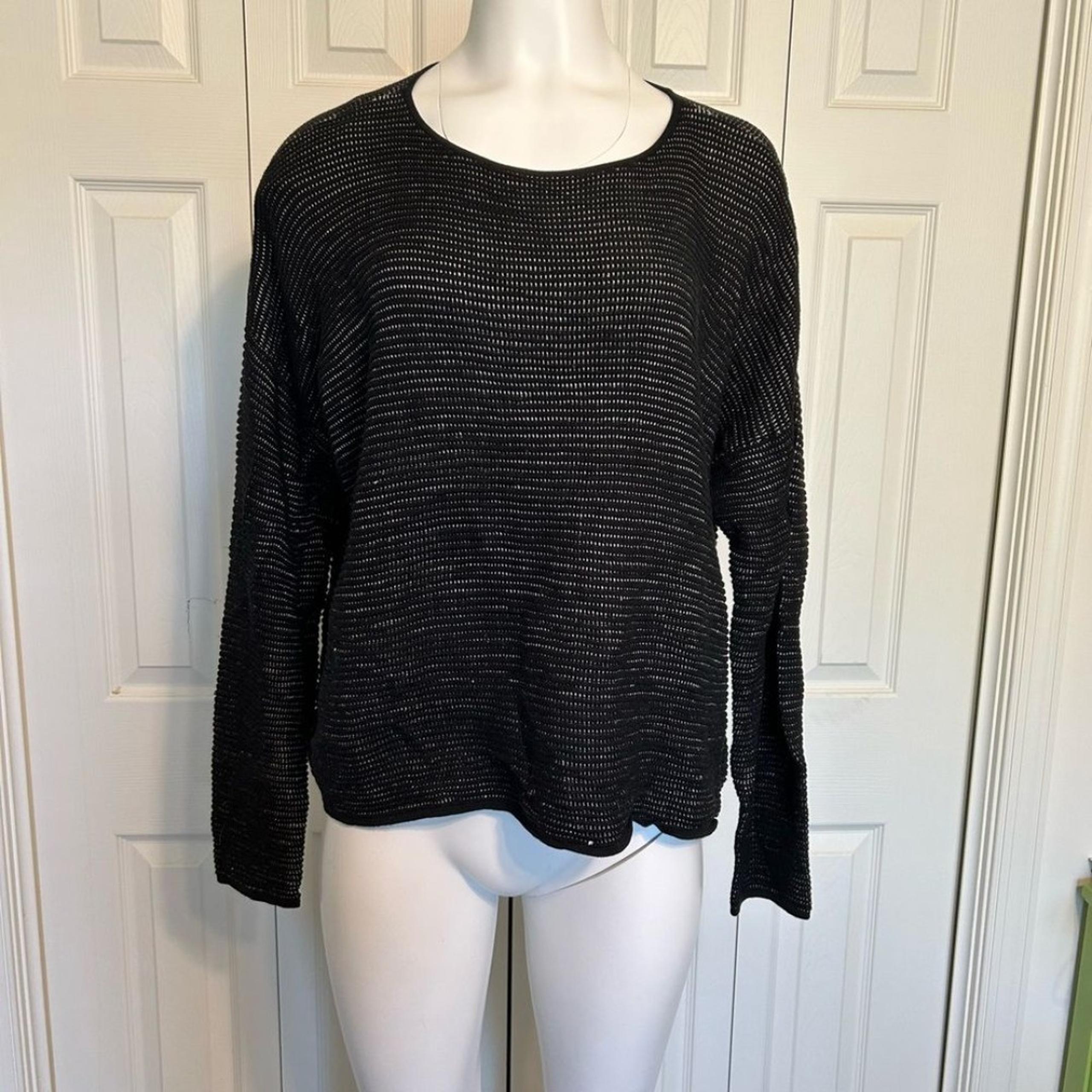 Eileen Fisher womens Scoop Neck Silk Organic Linen Cotton Sweater Size XL