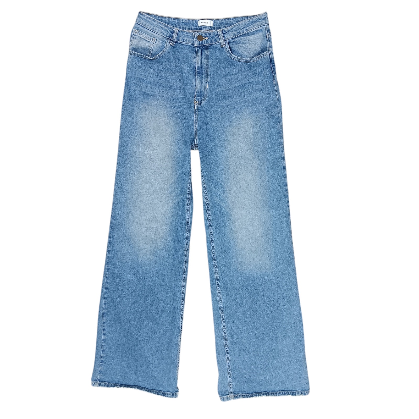 Forever 21 Wide Leg High Rise Jeans Size 28 Medium Wash Blue 5 Pockets