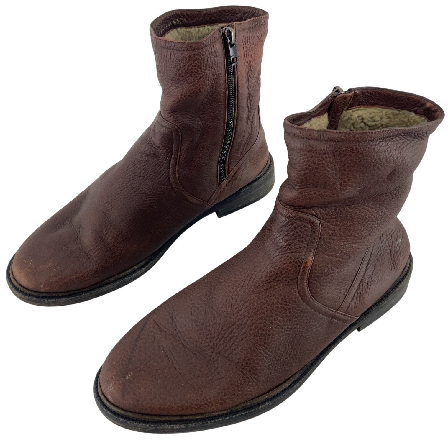 Burberry Prorsum Brown Leather Shearling-Lined Chelsea Boots Men's Size 11