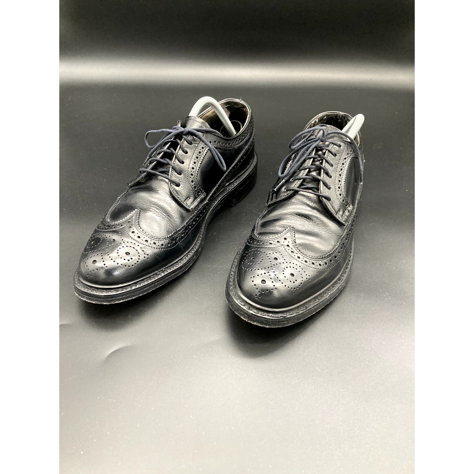 Hanover Black Leather Wingtip Brogues, Men's 9.5D/EUR 42.5