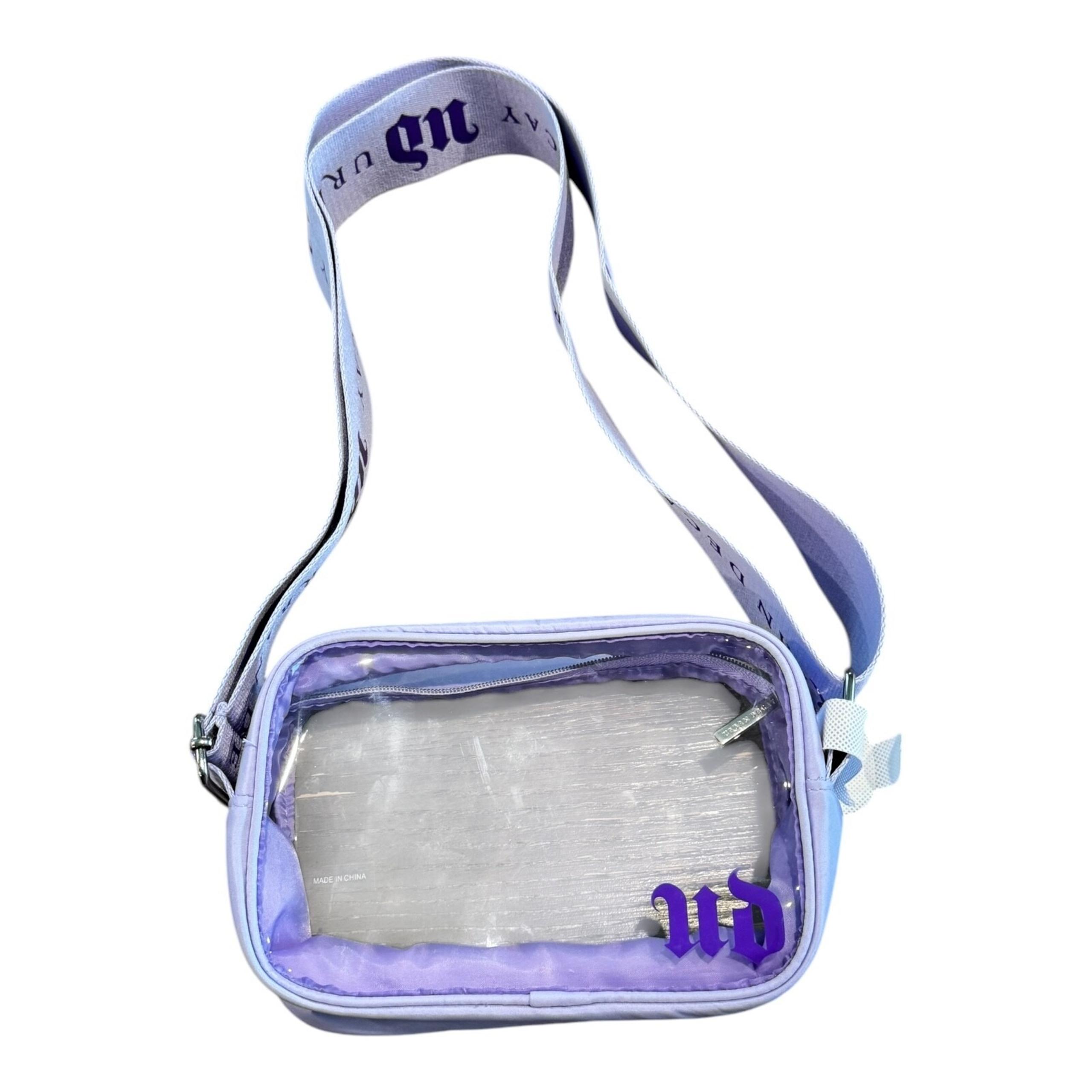 NEW Urban Decay Cosmetics Purple Lavender Transparent Clear Crossbody Strap Bag