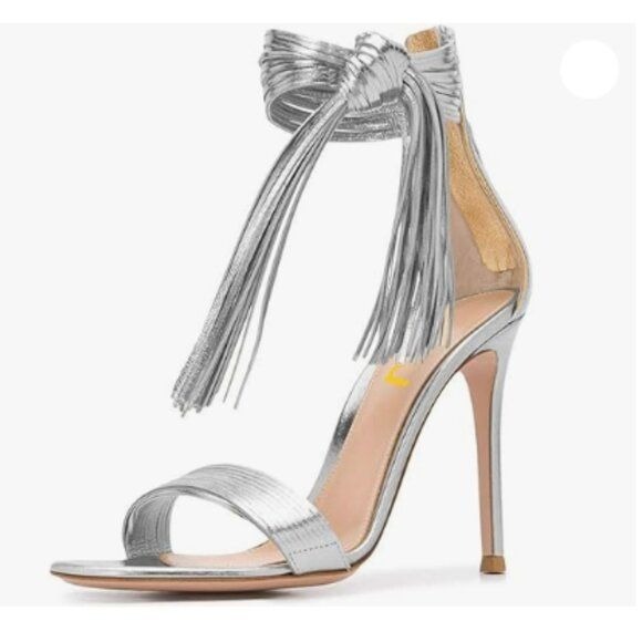 FSJ Women Round Open Toe Sandals Sexy High Heels Pumps Fringed Tassels