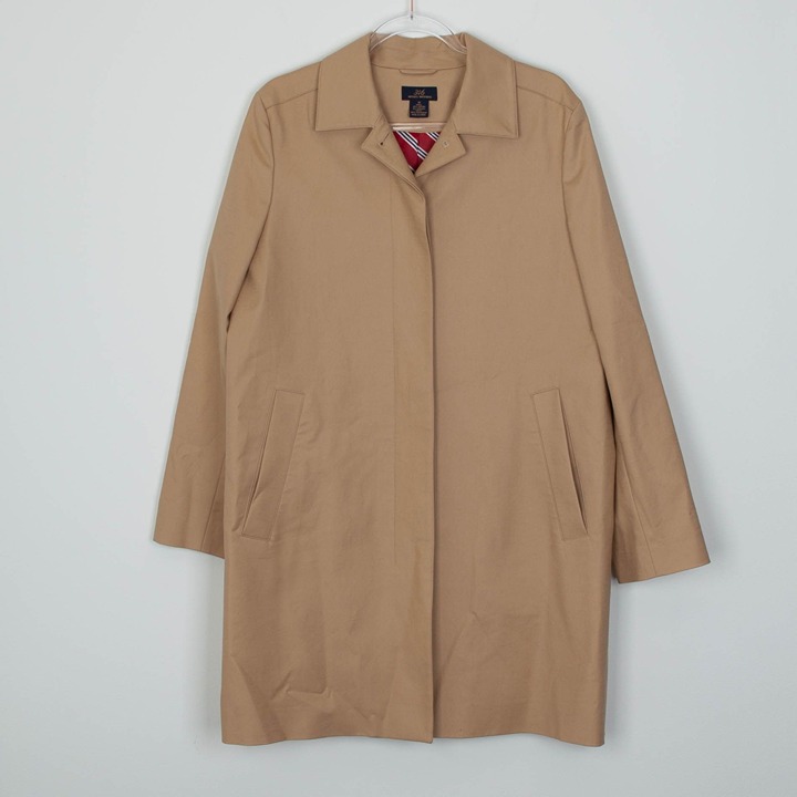 Brooks Brothers 346 Womens Button Up Trench Coat Size 14 Tan Timeless Old Money