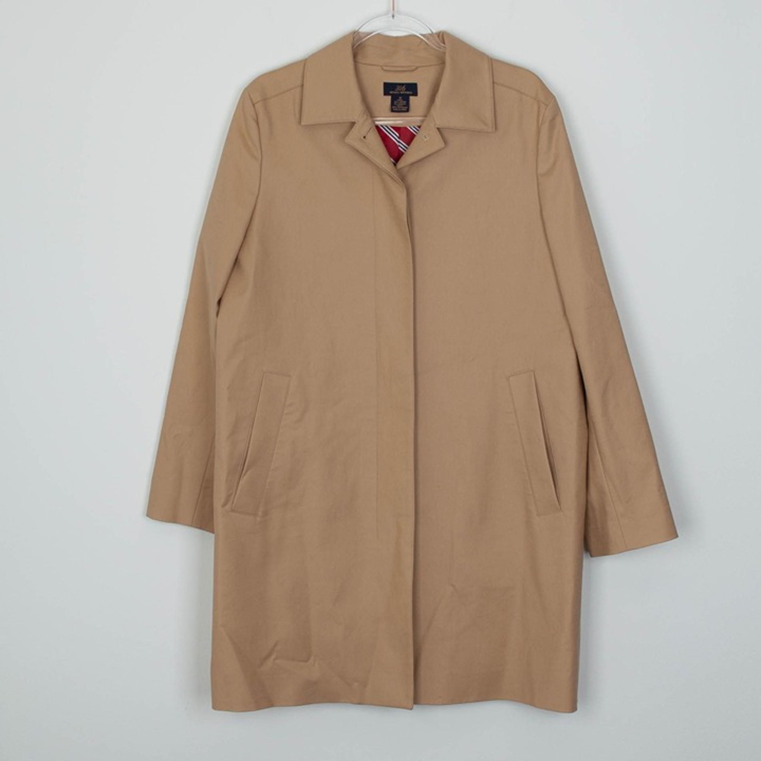 Brooks Brothers 346 Womens Button Up Trench Coat Size 14 Tan Timeless Old Money