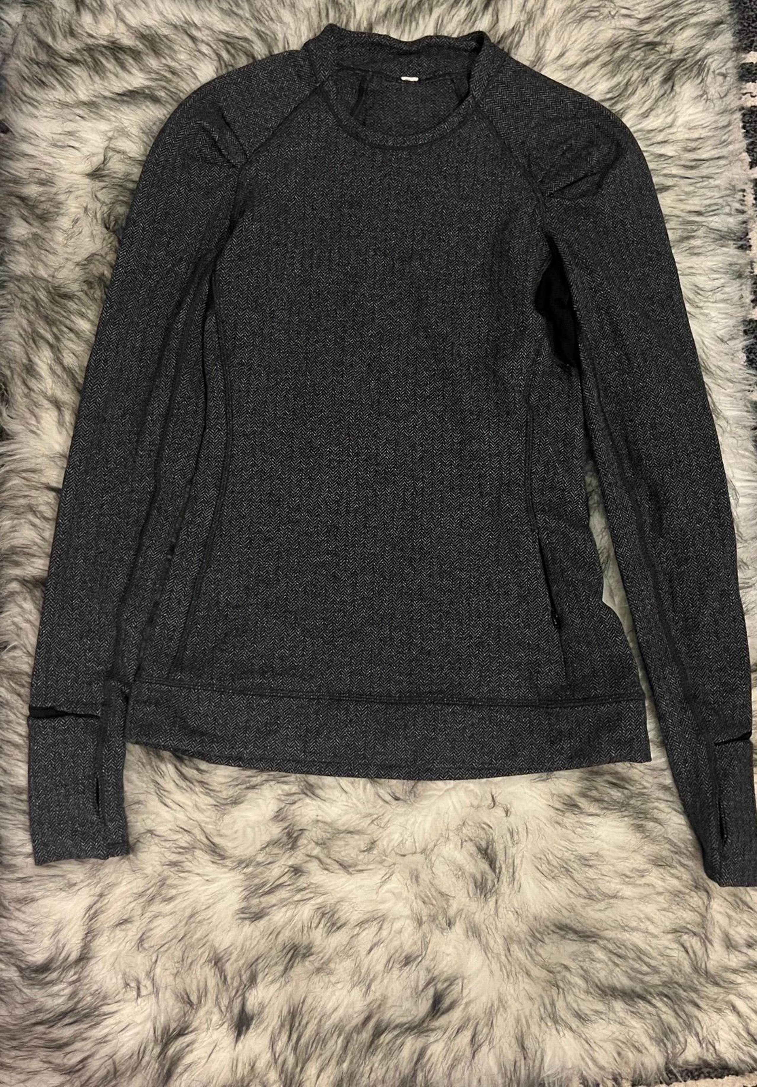 Lululemon Black Heathered Herringbone Think Fast Long Sleeve Top