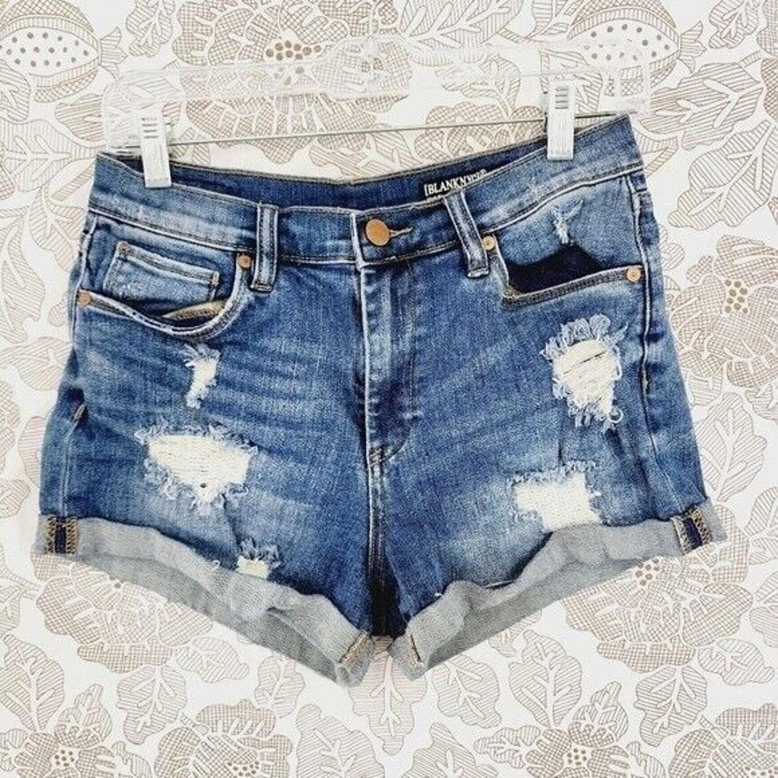 Blank NYC High Rise Fulton Roll Up Jean shorts Distressed Women's 27