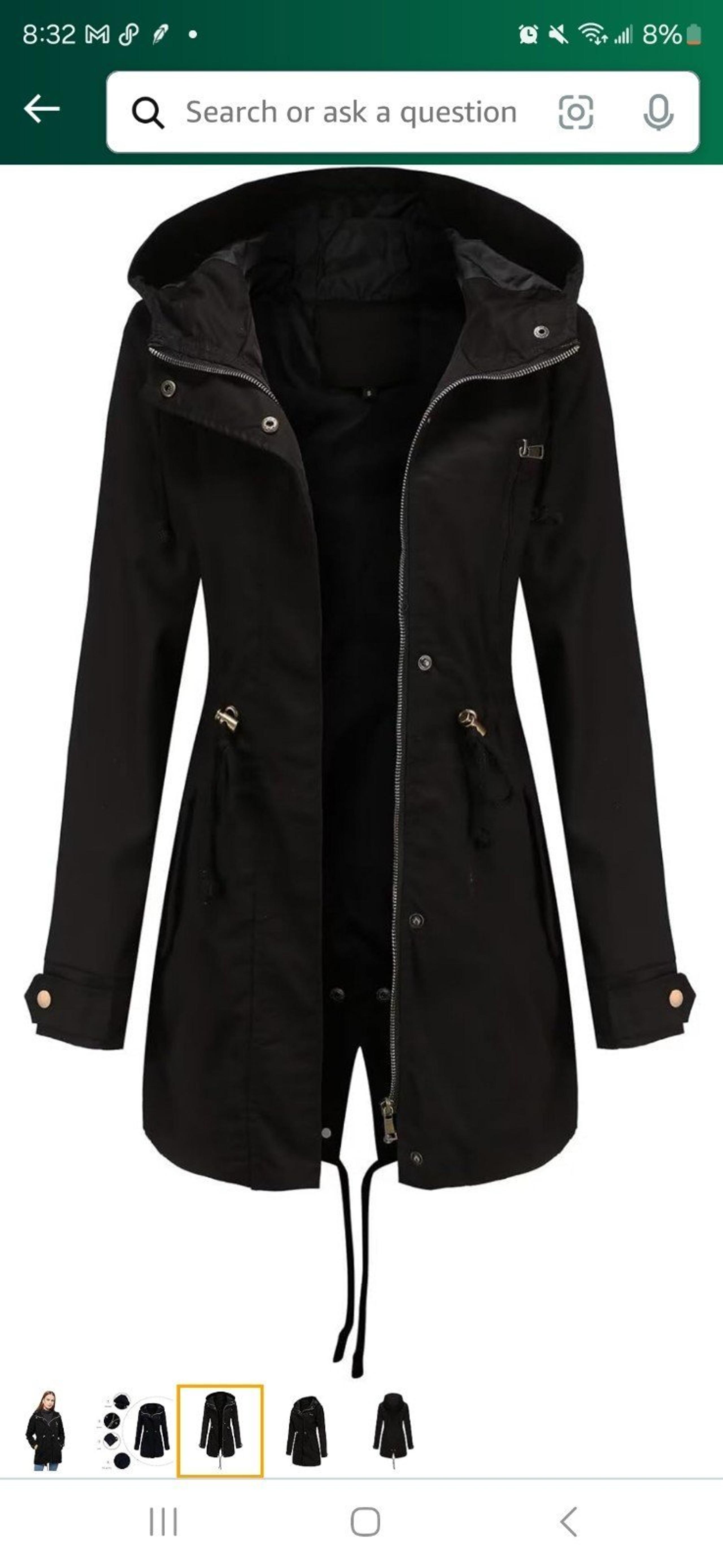 MICHAEL KORS Women's MK Trench Coat w/ Hood Black Polyester Gold Logo Size X