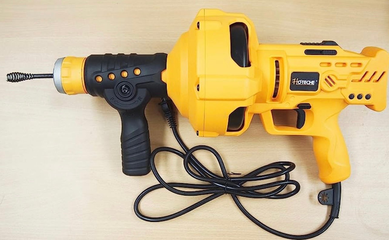 Electric Drain Cleaner 23 Ft Handheld Auto Feed Led Light Plumbing Snake