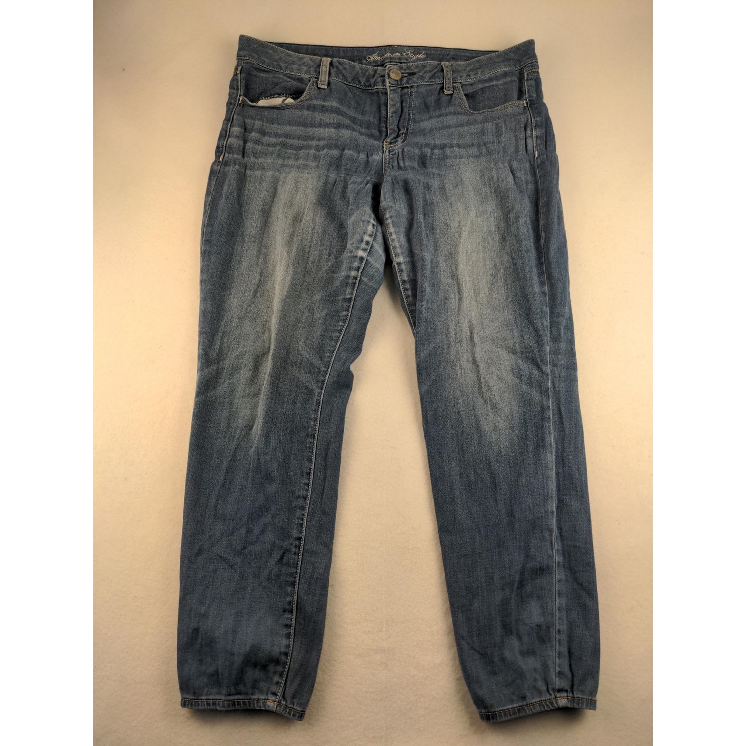Womens American Eagle Stretch Jegging SZ 14 Blue Denim 18.5W 29 Inseam