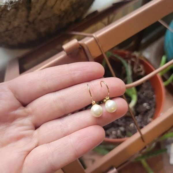 Vintage Dainty Gold Faux Pearl Drop Earrings