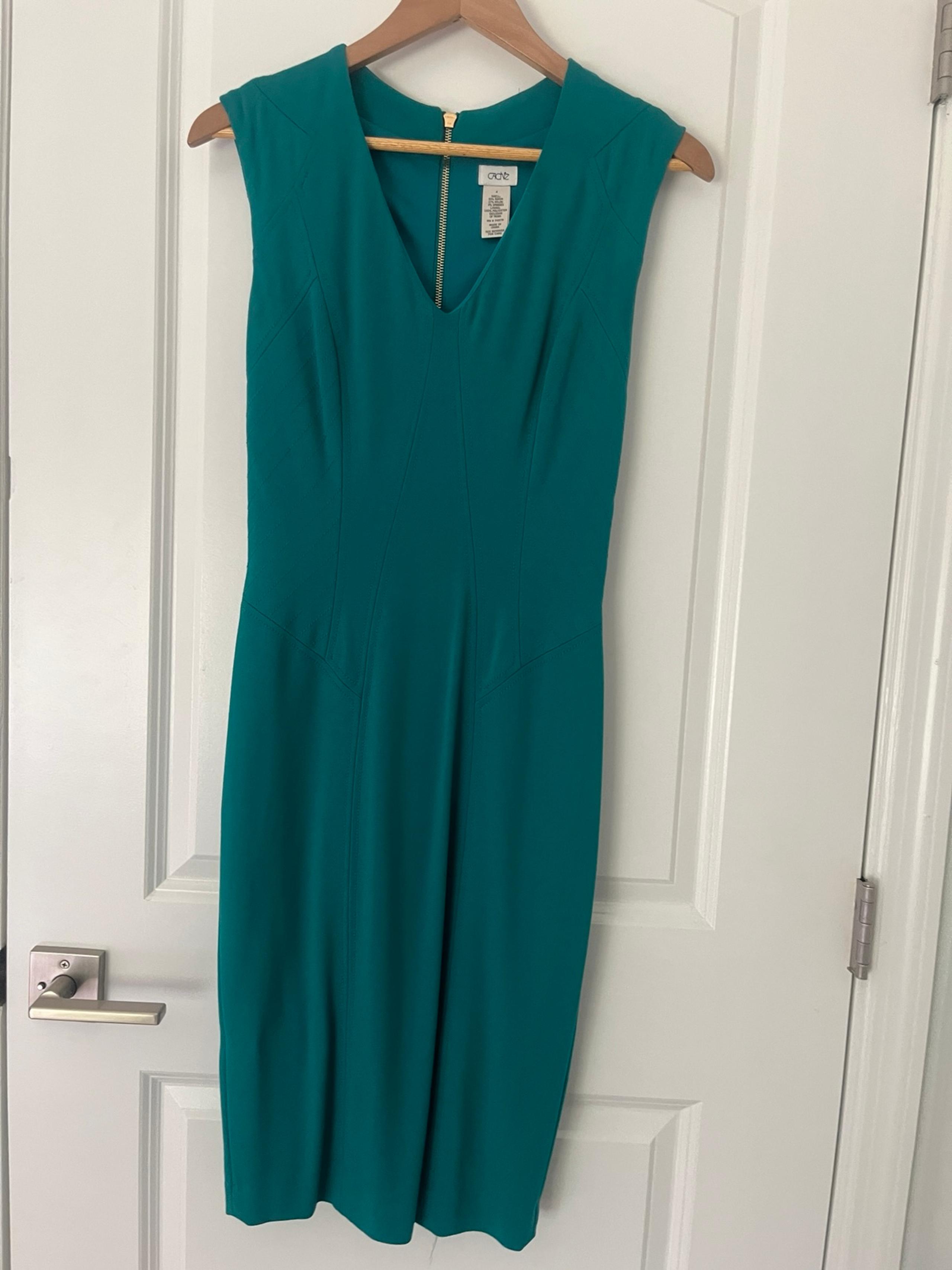 Teal fitted knee length dress