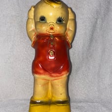 1940's Chalkware Kewpie Doll Bank. 12 tall. See pics for best description.