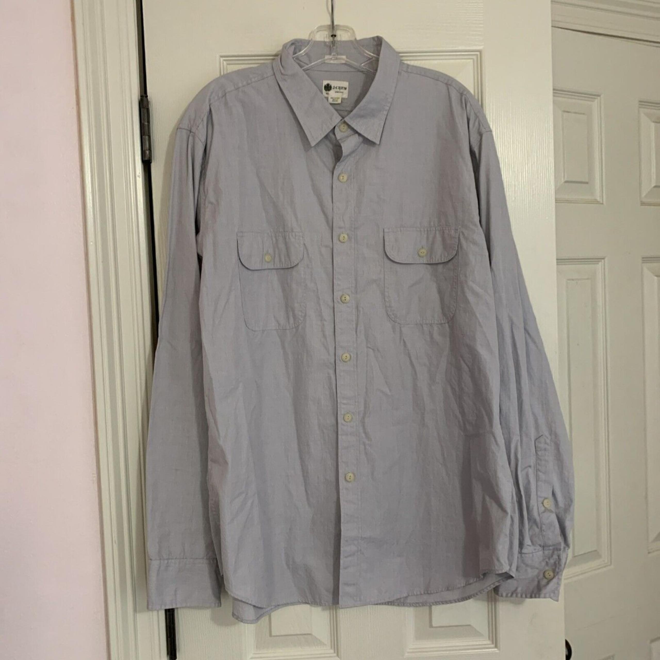 J.Crew Men Size XL Grey Cotton Tailored Fit Long Sleeve Casual Shirt