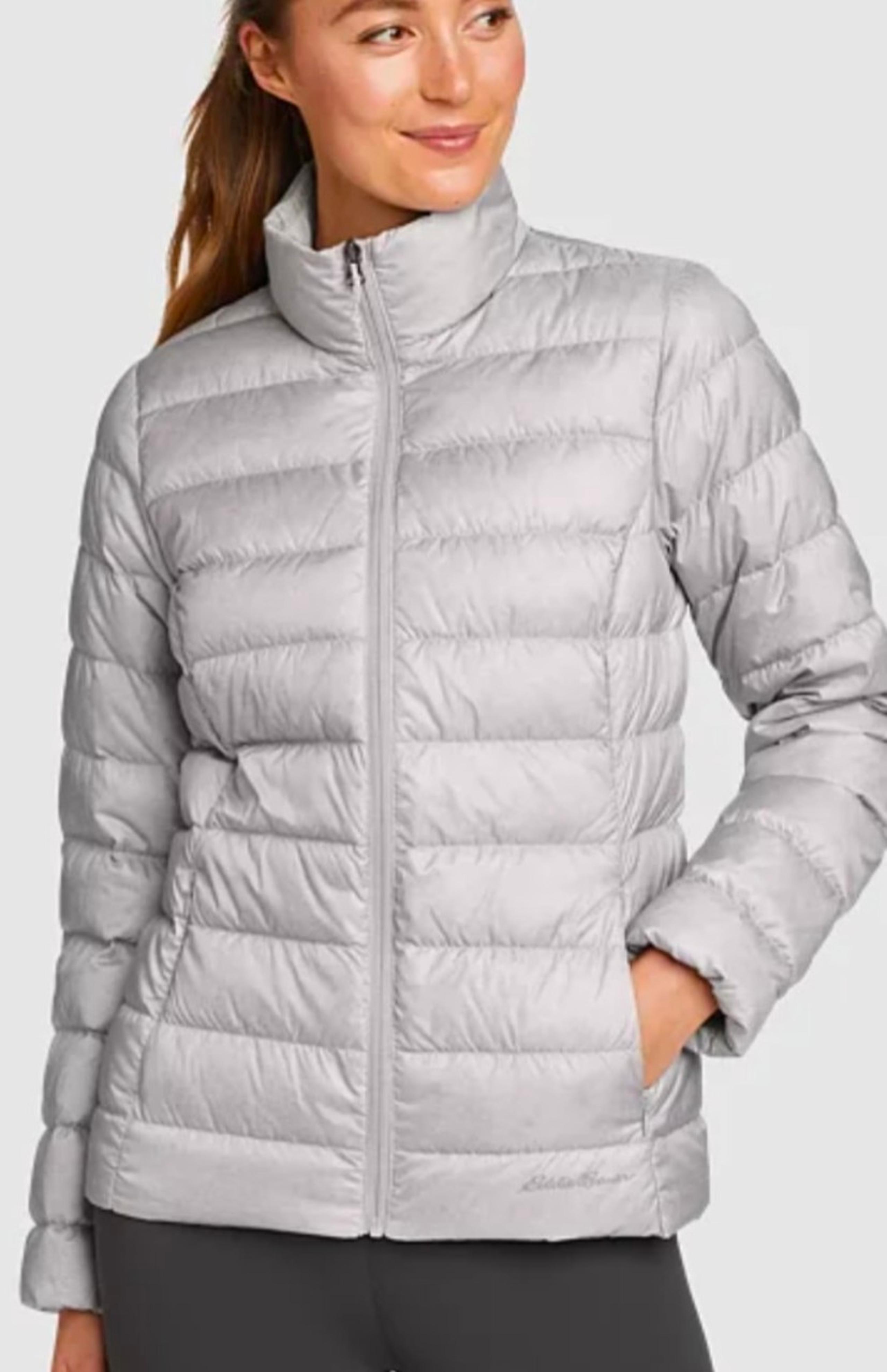 NWT Eddie Bauer light grey Women's CirrusLite Down Jacket. Ultralight, down fill