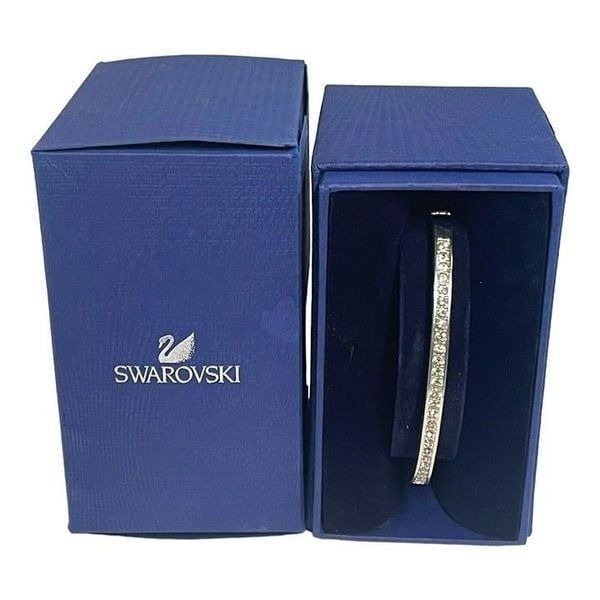 Swarovski Crystal Mini Bangle Silver Tone In Box Classic 5032846 READ DAMAGED