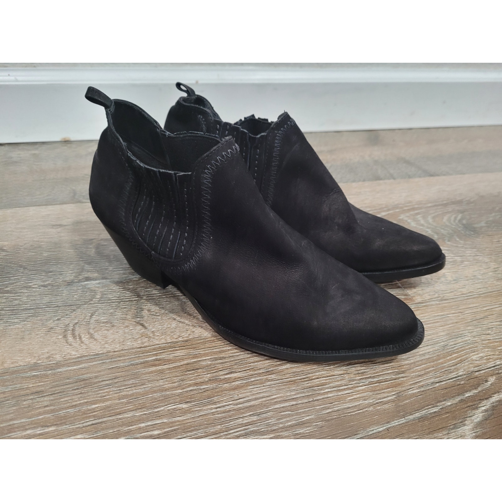 Schultz Women's Black Suede Booties Leather Bottoms size 5 #4