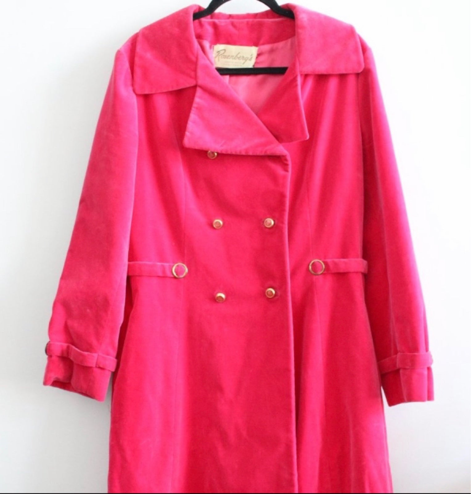 Vintage Hot Pink Velvet Coat Size 16