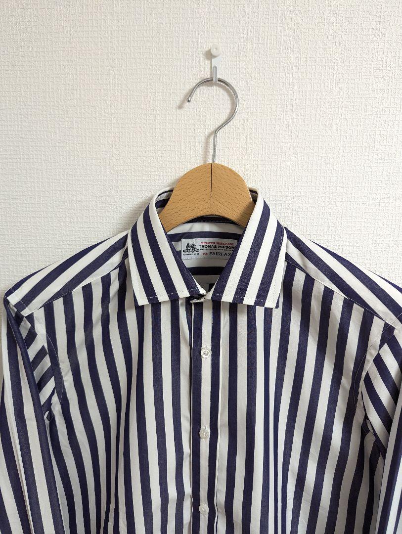Unused FAIRFAX Shirt, Size 39, Thomas Mason, Navy Stripe