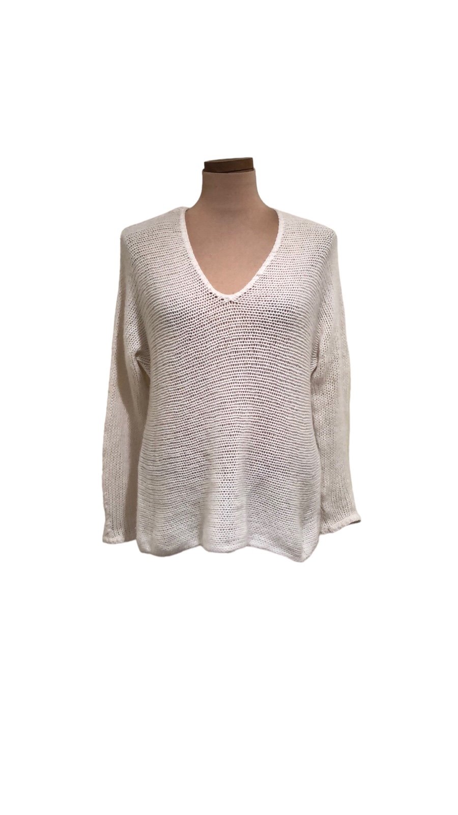 360 Cashmere Sweater Size Medium Cream Open Knit