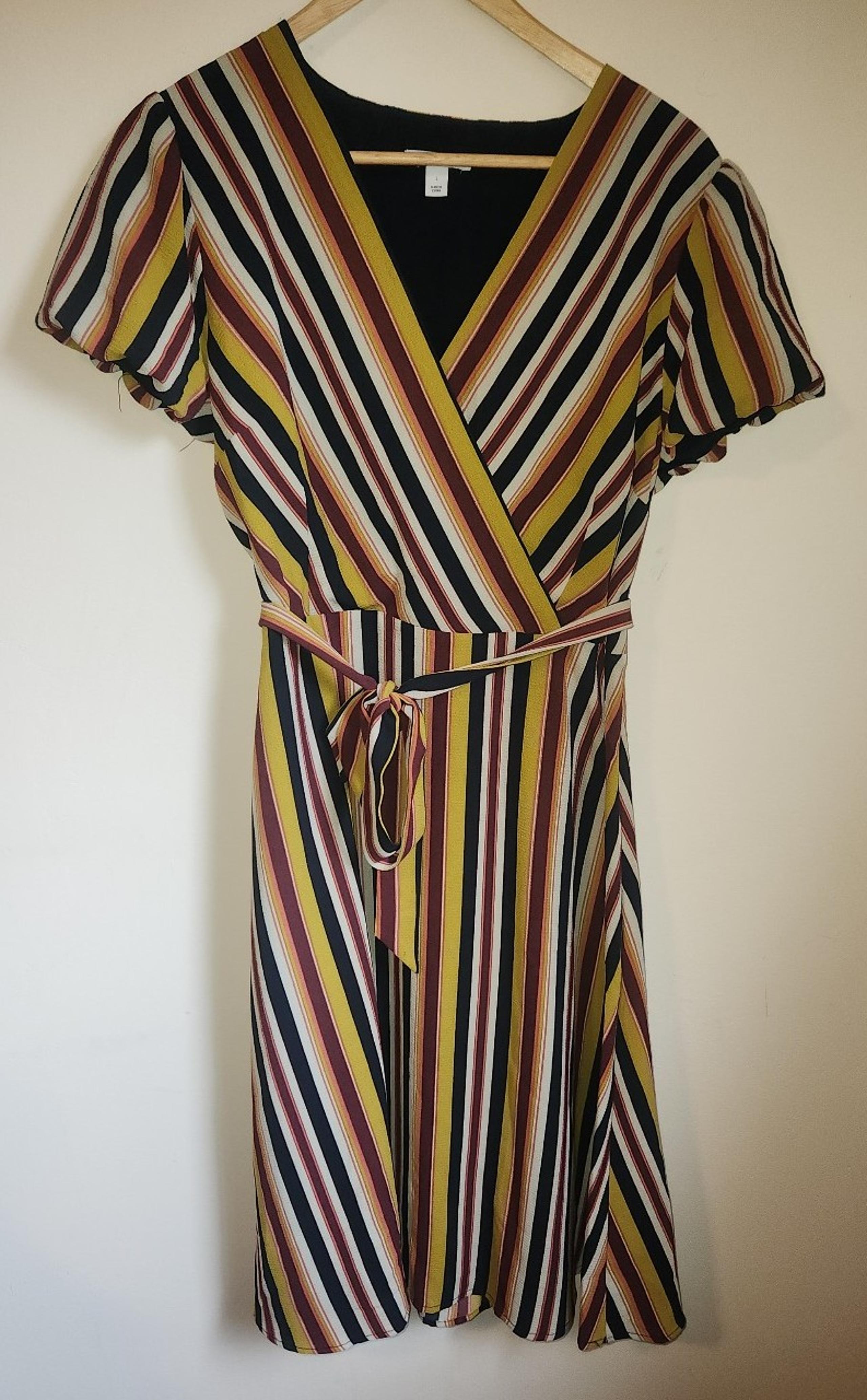 Bar III Striped Belted Midi Dress, Women's Size Large