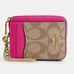 NWT COACH Zip Card Case Pink/Khaki AUTHENTIC <5⭐️Seller!