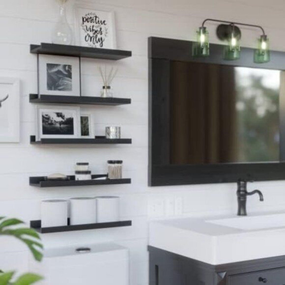 New Set of Floating Wall Shelves, Black Picture Ledge Shelf for Home Decor