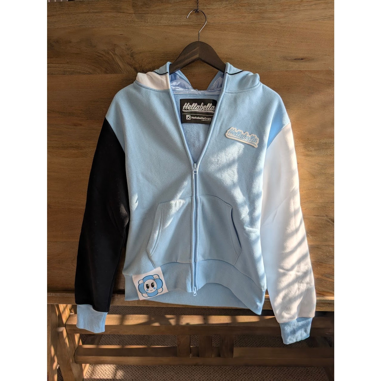 Hellabella Baby Blue Flower Face Hoodie