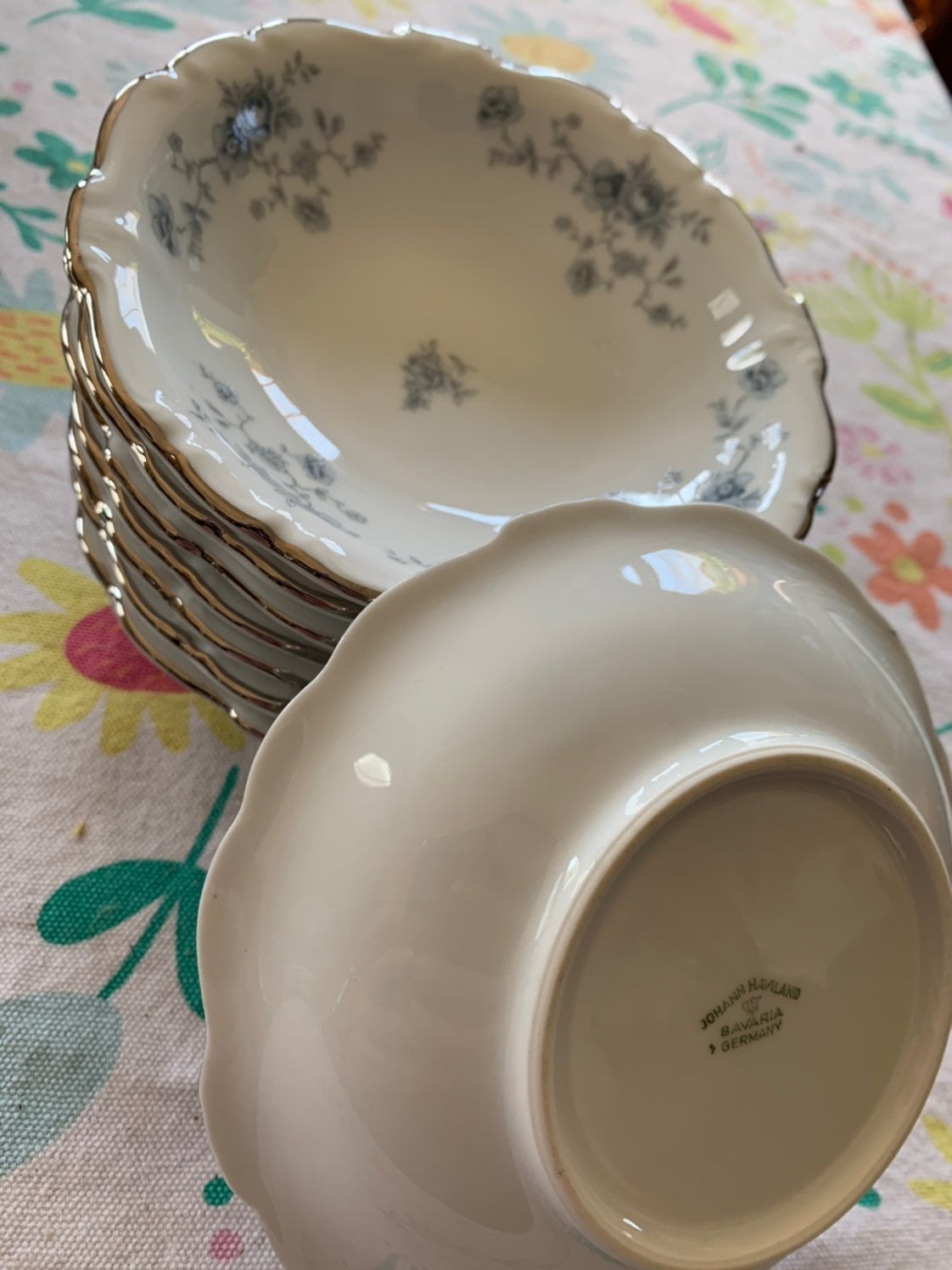 Haviland blue garland dessert bowls