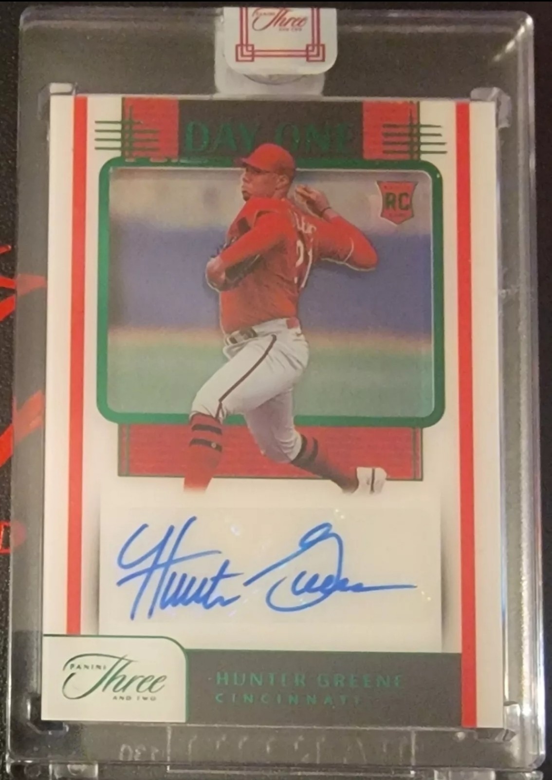 2022 Hunter Greene #DOA-HG Three And Two Day One RC Autograph Encased #/5 Rookie