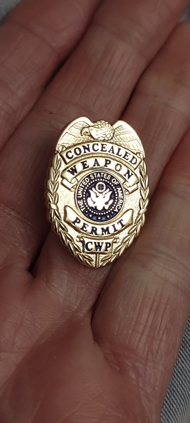 Gold concealed weapon pin, to see more jewelry go to my profile