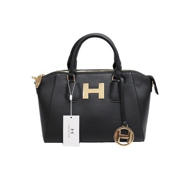 Halston Dome Zip Satchel Black