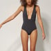NWT Mara Hoffman Deep V-Neck One Piece Swim Black
