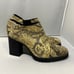 Seychelles Leather Lug Sole Ankle Boot Womens 8 Yellow Black Snake Print