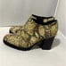 Seychelles Leather Lug Sole Ankle Boot Womens 8 Yellow Black Snake Print