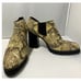 Seychelles Leather Lug Sole Ankle Boot Womens 8 Yellow Black Snake Print