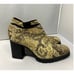 Seychelles Leather Lug Sole Ankle Boot Womens 8 Yellow Black Snake Print