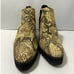 Seychelles Leather Lug Sole Ankle Boot Womens 8 Yellow Black Snake Print