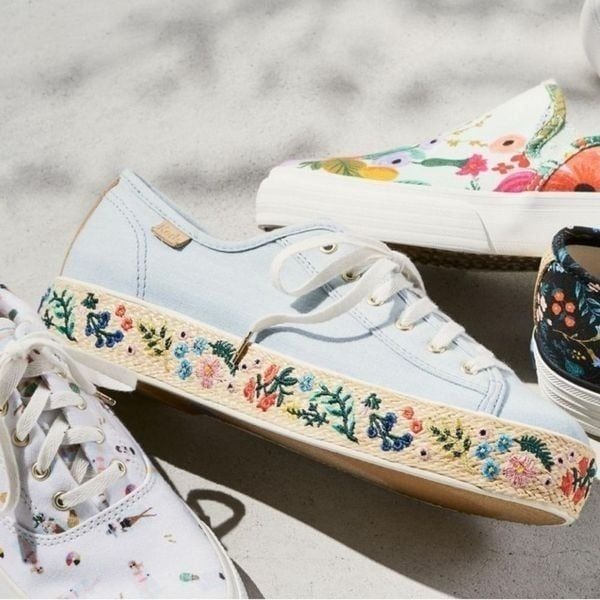 Keds x Rifle Paper Co. Rosalie Embroidered Triple Kick Sneakers in Size US 7