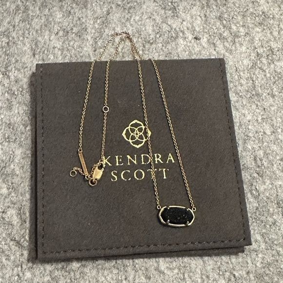 Kendra Scott Elisa 18k Gold Vermeil Pendant Necklace in Black Drusy Demi Fine